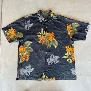TOMMY BAHAMA Men’s Floral Button Down Casual Shirt Silk Blend size XL